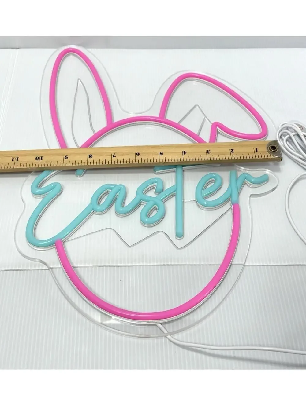 Easter Egg Bunny LED Neon Sign Wall Light USB Powered Holiday Decor Pink Blue